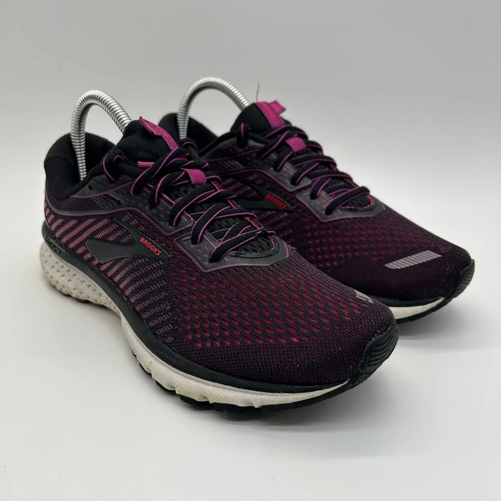 Brooks Ghost 12 Running Shoes Womens 7.5 Black Purple Pink Neutral 1203051B063